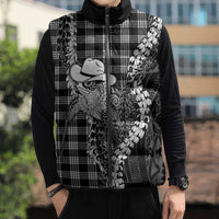 Black Hawaii Palaka Cowboy Turtle Sleeveless Puffer Jacket Hawaiian Paniolo Puakenikeni Maile Lei DT05 - Polynesian Pride