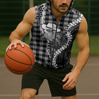 Black Hawaii Palaka Cowboy Turtle Sleeveless Zip Hoodie Hawaiian Paniolo Puakenikeni Maile Lei DT05 - Polynesian Pride