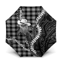Black Hawaii Palaka Cowboy Turtle Umbrella Hawaiian Paniolo Puakenikeni Maile Lei DT05 One Size Folded 11.42 inch Opened Diameter 37.4 inch Black - Polynesian Pride