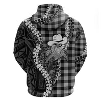 Black Hawaii Palaka Cowboy Turtle Zip Hoodie Hawaiian Paniolo Puakenikeni Maile Lei DT05 - Polynesian Pride