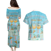 Custom Hawaii Surfing Couples Matching Puletasi and Hawaiian Shirt He'e Nalu
