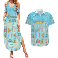 Custom Hawaii Surfing Couples Matching Summer Maxi Dress and Hawaiian Shirt He'e Nalu