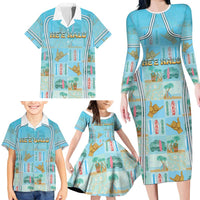 Custom Hawaii Surfing Family Matching Long Sleeve Bodycon Dress and Hawaiian Shirt He'e Nalu