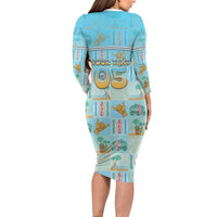 Custom Hawaii Surfing Family Matching Long Sleeve Bodycon Dress and Hawaiian Shirt He'e Nalu