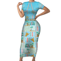 Custom Hawaii Surfing Family Matching Short Sleeve Bodycon Dress and Hawaiian Shirt He'e Nalu