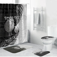 Personalised New Zealand Father's Day Bathroom Set Papa Kiwi Bird Tribal Pattern