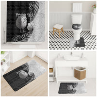Personalised New Zealand Father's Day Bathroom Set Papa Kiwi Bird Tribal Pattern
