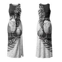 Personalised New Zealand Father's Day Couples Matching Tank Maxi Dress and Hawaiian Shirt Papa Kiwi Bird Tribal Pattern