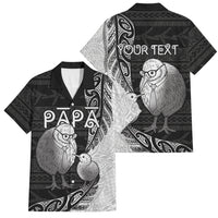 Personalised New Zealand Father's Day Family Matching Off Shoulder Maxi Dress and Hawaiian Shirt Papa Kiwi Bird Tribal Pattern