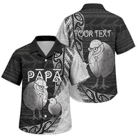 Personalised New Zealand Father's Day Family Matching Off Shoulder Short Dress and Hawaiian Shirt Papa Kiwi Bird Tribal Pattern