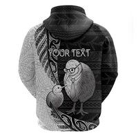 Personalised New Zealand Father's Day Hoodie Papa Kiwi Bird Tribal Pattern
