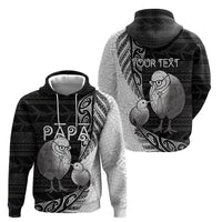 Personalised New Zealand Father's Day Hoodie Papa Kiwi Bird Tribal Pattern