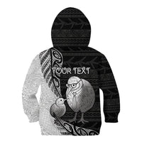 Personalised New Zealand Father's Day Kid Hoodie Papa Kiwi Bird Tribal Pattern