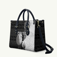 Personalised New Zealand Father's Day Leather Bag Papa Kiwi Bird Tribal Pattern