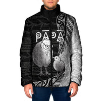 Personalised New Zealand Father's Day Padded Jacket Papa Kiwi Bird Tribal Pattern