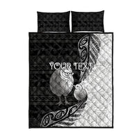 Personalised New Zealand Father's Day Quilt Bed Set Papa Kiwi Bird Tribal Pattern