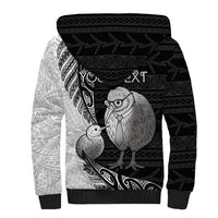 Personalised New Zealand Father's Day Sherpa Hoodie Papa Kiwi Bird Tribal Pattern