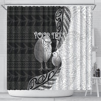Personalised New Zealand Father's Day Shower Curtain Papa Kiwi Bird Tribal Pattern
