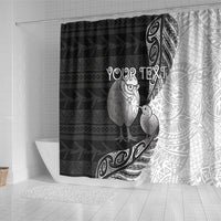 Personalised New Zealand Father's Day Shower Curtain Papa Kiwi Bird Tribal Pattern