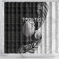 Personalised New Zealand Father's Day Shower Curtain Papa Kiwi Bird Tribal Pattern