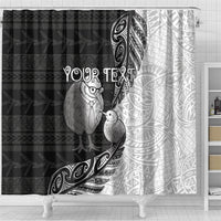 Personalised New Zealand Father's Day Shower Curtain Papa Kiwi Bird Tribal Pattern
