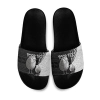 Personalised New Zealand Father's Day Slide Sandals Papa Kiwi Bird Tribal Pattern