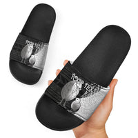 Personalised New Zealand Father's Day Slide Sandals Papa Kiwi Bird Tribal Pattern