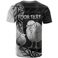 Personalised New Zealand Father's Day T Shirt Papa Kiwi Bird Tribal Pattern