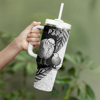 Personalised New Zealand Father's Day Tumbler With Handle Papa Kiwi Bird Tribal Pattern