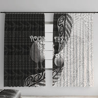 Personalised New Zealand Father's Day Window Curtain Papa Kiwi Bird Tribal Pattern