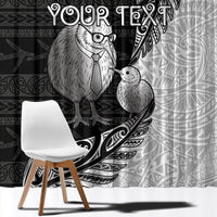 Personalised New Zealand Father's Day Window Curtain Papa Kiwi Bird Tribal Pattern