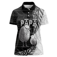 Personalised New Zealand Father's Day Women Polo Shirt Papa Kiwi Bird Tribal Pattern
