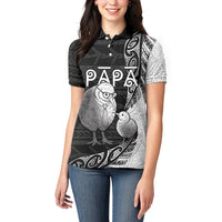 Personalised New Zealand Father's Day Women Polo Shirt Papa Kiwi Bird Tribal Pattern