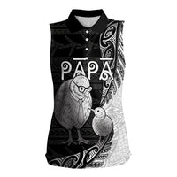 Personalised New Zealand Father's Day Women Sleeveless Polo Shirt Papa Kiwi Bird Tribal Pattern