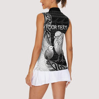 Personalised New Zealand Father's Day Women Sleeveless Polo Shirt Papa Kiwi Bird Tribal Pattern