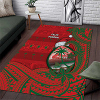 Guam Christmas Area Rug Chamorro Seal Hat Santa Tribal Waves - Polynesian Pride