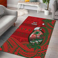 Guam Christmas Area Rug Chamorro Seal Hat Santa Tribal Waves - Polynesian Pride