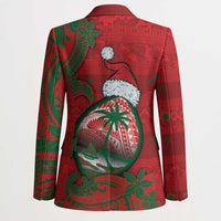 Guam Christmas Blazer Chamorro Seal Hat Santa Tribal Waves - Polynesian Pride