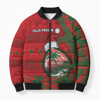 Guam Christmas Bomber Puffer Jacket Chamorro Seal Hat Santa Tribal Waves - Polynesian Pride