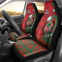Guam Christmas Car Seat Cover Chamorro Seal Hat Santa Tribal Waves - Polynesian Pride