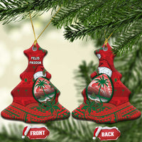 Guam Christmas Ceramic Ornament Chamorro Seal Hat Santa Tribal Waves - Polynesian Pride