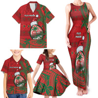 Guam Christmas Family Matching Tank Maxi Dress and Hawaiian Shirt Chamorro Seal Hat Santa Tribal Waves DT05 - Polynesian Pride