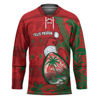 Guam Christmas Hockey Jersey Chamorro Seal Hat Santa Tribal Waves - Polynesian Pride