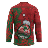 Guam Christmas Hockey Jersey Chamorro Seal Hat Santa Tribal Waves - Polynesian Pride