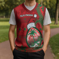 Guam Christmas Knitted V-Neck Vest Chamorro Seal Hat Santa Tribal Waves - Polynesian Pride