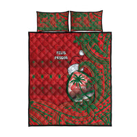Guam Christmas Quilt Bed Set Chamorro Seal Hat Santa Tribal Waves - Polynesian Pride