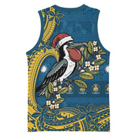 Nauru Christmas Basketball Jersey Frigatebird Bird Santa Tribal Waves DT05 - Polynesian Pride