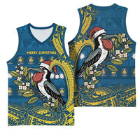 Nauru Christmas Basketball Jersey Frigatebird Bird Santa Tribal Waves DT05 - Polynesian Pride