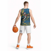 Nauru Christmas Basketball Jersey Frigatebird Bird Santa Tribal Waves DT05 - Polynesian Pride
