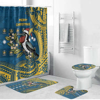 Nauru Christmas Bathroom Set Frigatebird Bird Santa Tribal Waves - Polynesian Pride